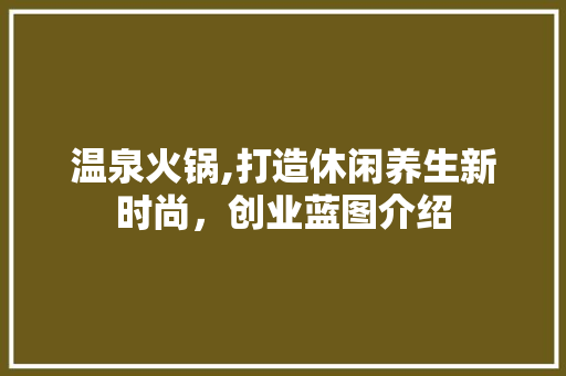 温泉火锅,打造休闲养生新时尚，创业蓝图介绍