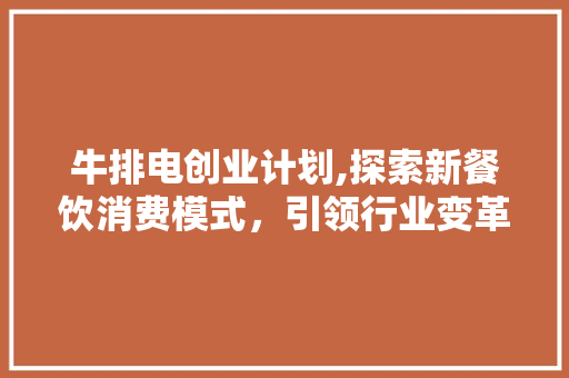 牛排电创业计划,探索新餐饮消费模式，引领行业变革