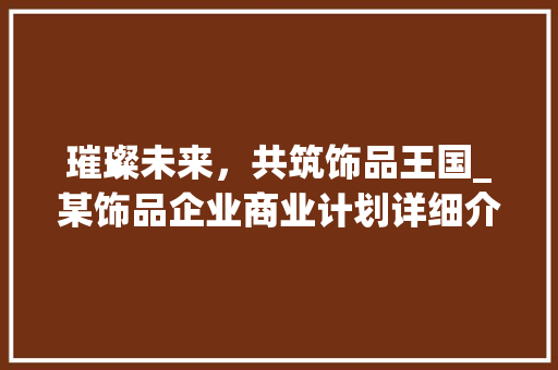 璀璨未来，共筑饰品王国_某饰品企业商业计划详细介绍