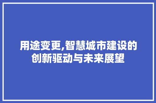 用途变更,智慧城市建设的创新驱动与未来展望