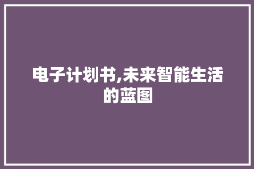 电子计划书,未来智能生活的蓝图