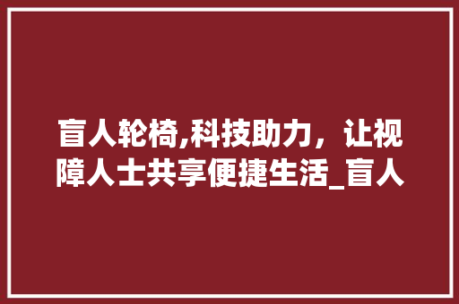 盲人轮椅,科技助力，让视障人士共享便捷生活_盲人轮椅商业计划详细介绍