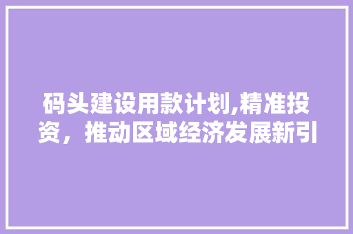 码头建设用款计划,精准投资，推动区域经济发展新引擎