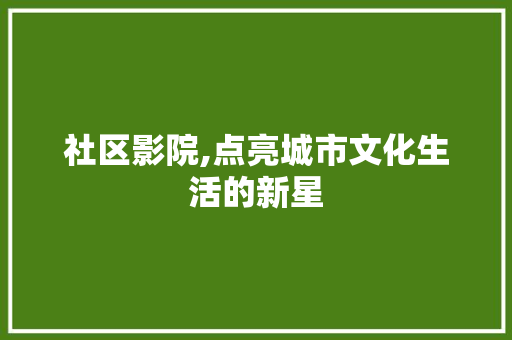 社区影院,点亮城市文化生活的新星