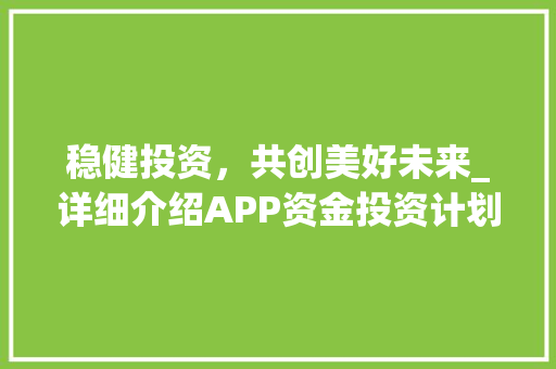 稳健投资，共创美好未来_详细介绍APP资金投资计划