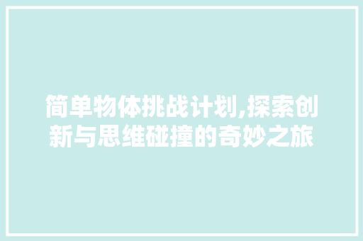 简单物体挑战计划,探索创新与思维碰撞的奇妙之旅