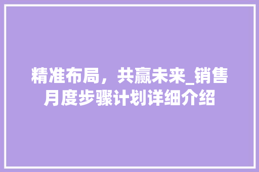 精准布局，共赢未来_销售月度步骤计划详细介绍