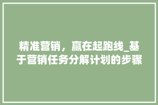 精准营销，赢在起跑线_基于营销任务分解计划的步骤介绍