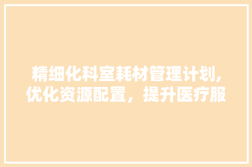 精细化科室耗材管理计划,优化资源配置，提升医疗服务质量 报告范文