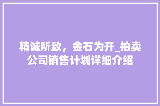 精诚所致，金石为开_拍卖公司销售计划详细介绍